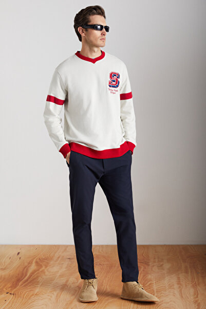 GRIMELANGE Reynon Чоловічий - V-подібний виріз, з підкладкою, м'який, органічна бавовна, кам'яний колір, светр.