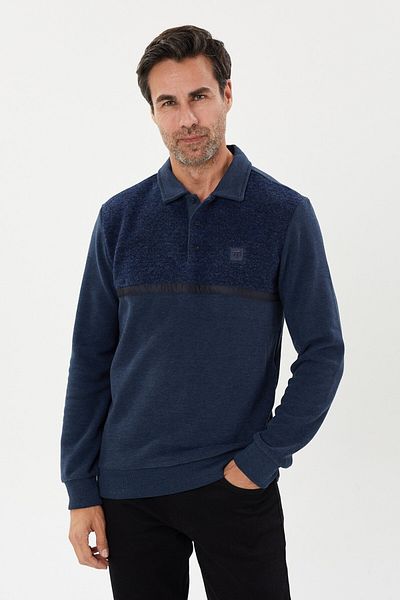 Tony Montana Кадифена блуза с шарка и поло яка Selanik Piece - KS-1670