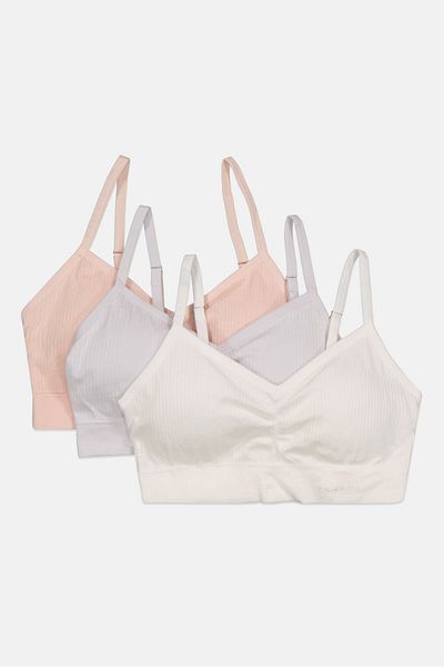 Tahari Women 3 Pack Padded Seamless Ribbed Bra, Pink