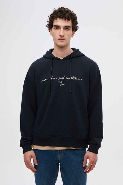Twn Φούτερ με κουκούλα Relaxed Fit Navy Blue με 3 κλωστές