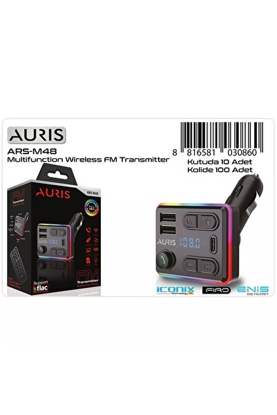 Auris Ars-m48 Bluetooth/usb Fm 2usb Pd Rgb Fm Transmitter Kumandalı