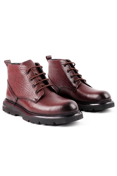 Lal Shoes & Bags Мъжки боти с връзки Plairum от естествена кожа - кафяви