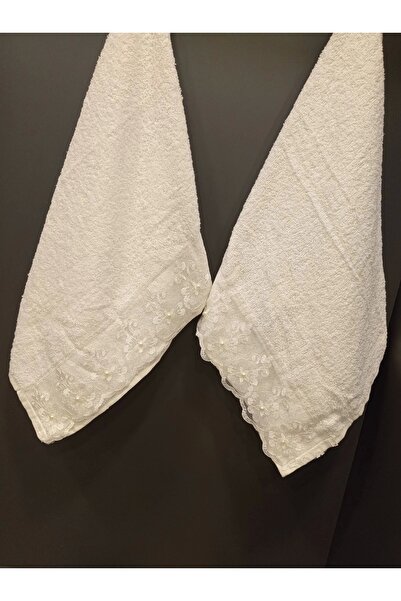 NİVEMESHOME Nivemeshome Batik Moons Cream Embroidered Towel