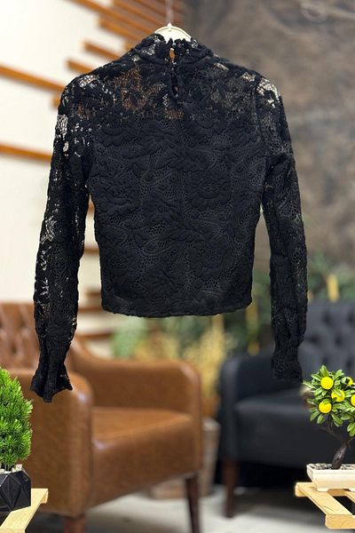 sahnemoda Bluză din dantelă cu mânecă lungă Half Fisherman