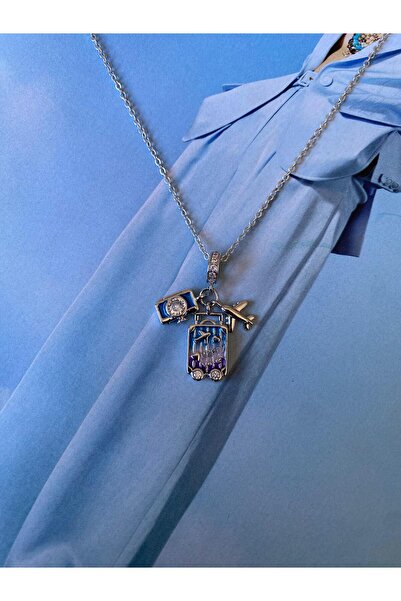 Fiamoss Rodyum Kaplama Seyahat Charm Kolye - Charm Kolye