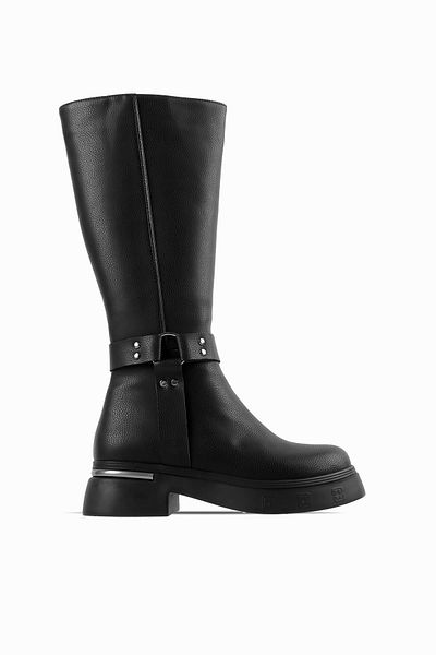 Lal Shoes & Bags Дамски черни ботуши Breda - метален ток с детайли