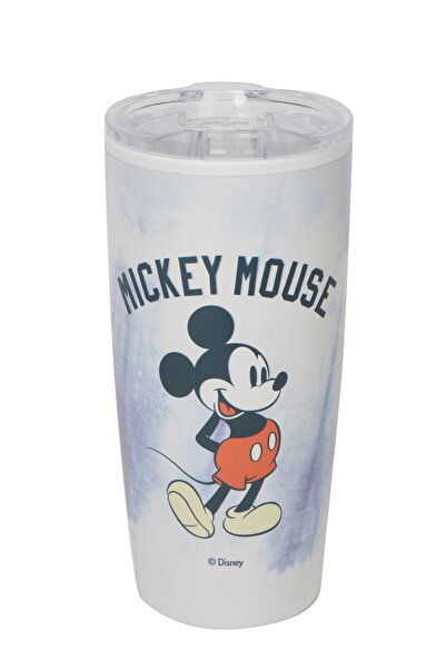 Miniso Mickey Mouse Lisanslı Batik Desenli Paslanmaz Çelik Kapaklı Bardak (860ml) - Mickey