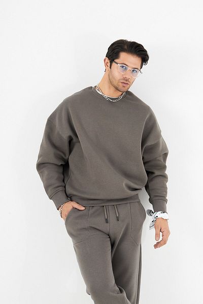 The Champ Clothing Φούτερ Crew Neck Basic 3 νημάτων Raster Oversize