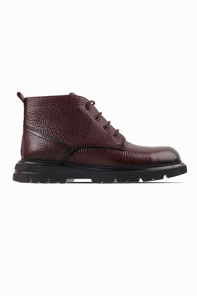 Lal Shoes & Bags Мъжки боти с връзки Plairum от естествена кожа - кафяви