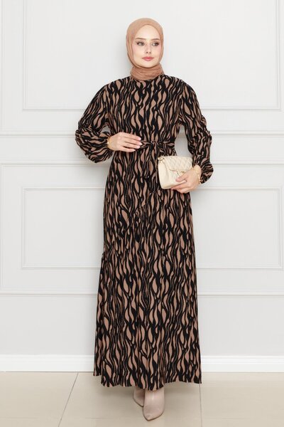 Sevitli Φόρεμα Mink Karin - Με φύλλο μέσης και σταυρωτά βολάν