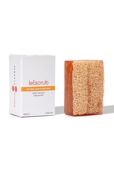 LET'SCRUB Natural Pumpkin Fiber Honey Milk Soap - Moisture Bomb Enriched with Shea Butter 130 GR