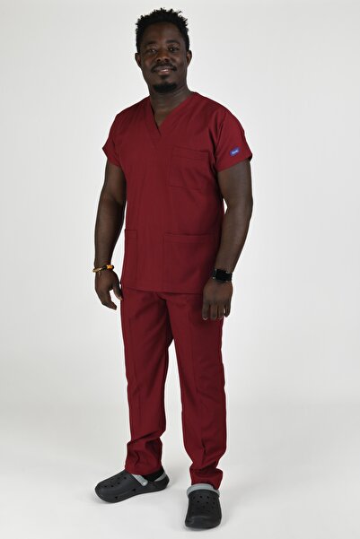 Kıraç Uniform Dr Greys Soft Likralı Bordo Doktor-Hemşire Forması Medikal Form...