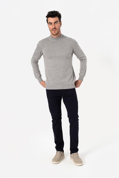 Brothers Ανδρικό πουλόβερ Basic Knitwear - Μισό ζιβάγκο, γιακάς, Γκρι Pisca, B05.242.545