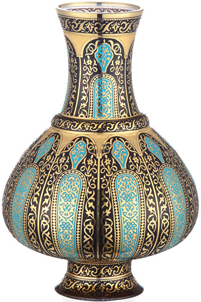 Decorium Hürrem مزهرية زجاجية مزخرفة متعددة الألوان مقاس 31 سم من الذهب عيار ...