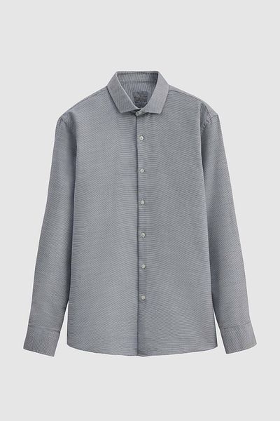 Twn Slim Fit Μαύρο πουκάμισο Dobby