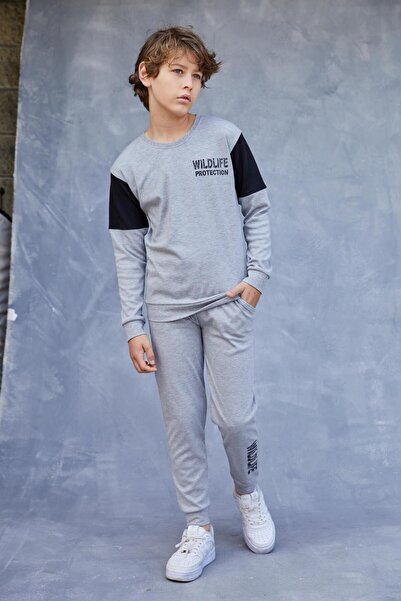 Elsima طقم بيجامة مقاس النادل الرمادي الشتوي