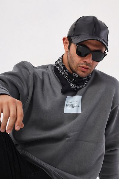 The Champ Clothing Φούτερ Smoked Color Polar Syzygy Printed Oversize Φούτερ - Crew Neck