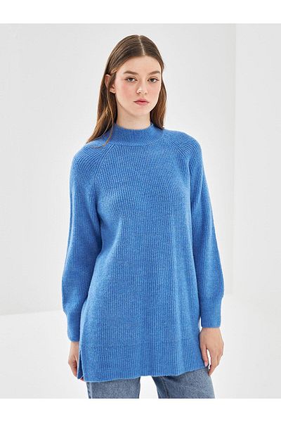 LC Waikiki LCW Modest Stand Collar Plain Long Sleeve Women's Knitwear Tunic