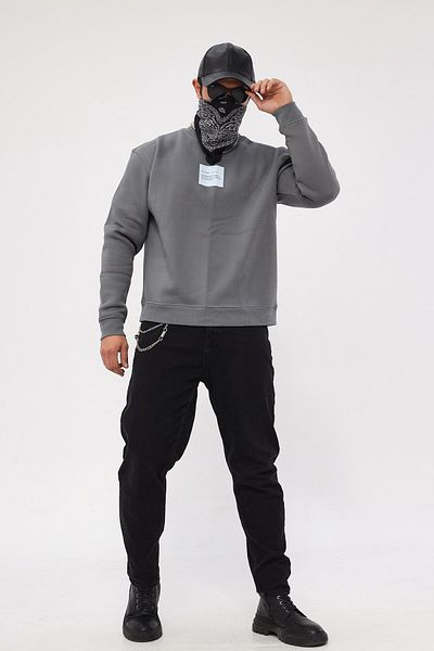 The Champ Clothing Φούτερ Smoked Color Polar Syzygy Printed Oversize Φούτερ - Crew Neck