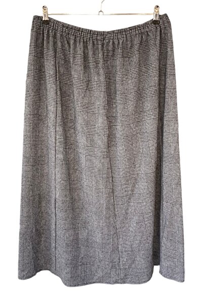 BİLGENS BUTİK Plus Size Winter Cotton Plaid Print Skirt