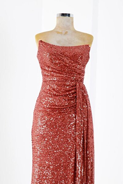 AbiyeSultan Women's Light Strapless Long Sequined Evening Dress - Eslim Sequin Evening Dress