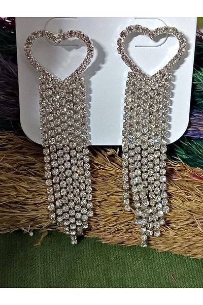 mos&more أقراط نسائية طويلة متدلية من حجر الكريستال