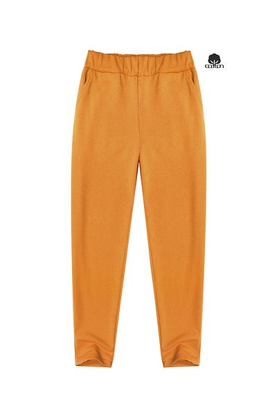 Cottonland Γυναικείο βαμβακερό φούτερ DAFNI Mustard Yellow - Τρεις κλωστές χωρίς ανάγλυφο