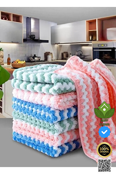 DUFF CLEAN Mikrofiber Temizlik Bezi Mercan Kadife Bulaşık Havluları Mutfak Ye...