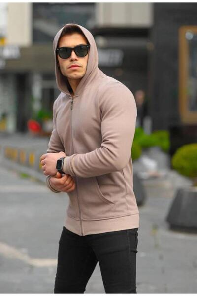 Triko Kapüşonlu Fermuarlı Ceket