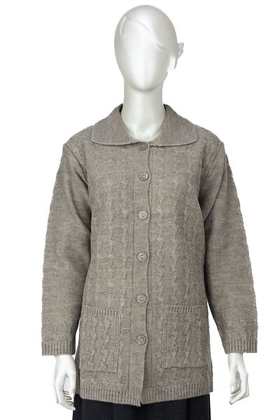Oppland Relaxed Fit - Double Pocket Wool Mother Classic Cardigan with Non-Pilling Curling Pattern