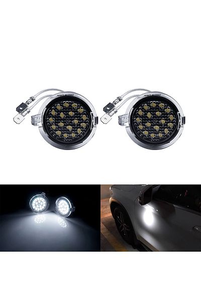 Choice 6000k أبيض Angrong 2x LED ضوء بركة جانبي أسفل المرآة لفورد فوكس C-max Kuga Mondeo Mondeo Fu