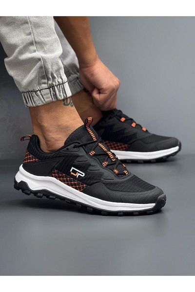 homiro Winter Black-Orange Waterproof Fuspeted Faylon Sole Shoes