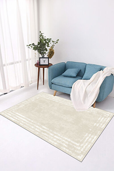 Viyana Home Dijital Kaymaz Taban Yıkanabilir Sade Çerçeve Desenli Yolluk Mutf...