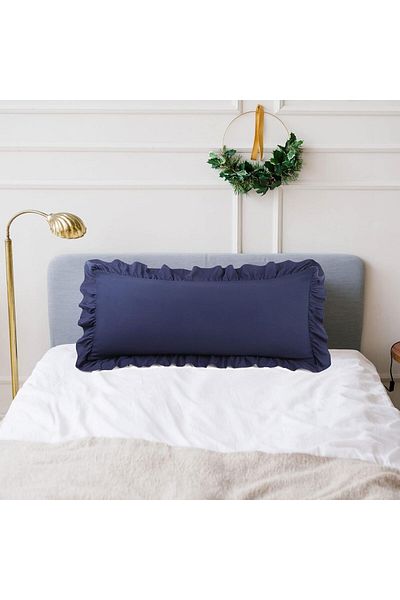 Tinybabyconcept Дълга възглавница за бременни от естествен памук 50x135 см - калъфка с волани