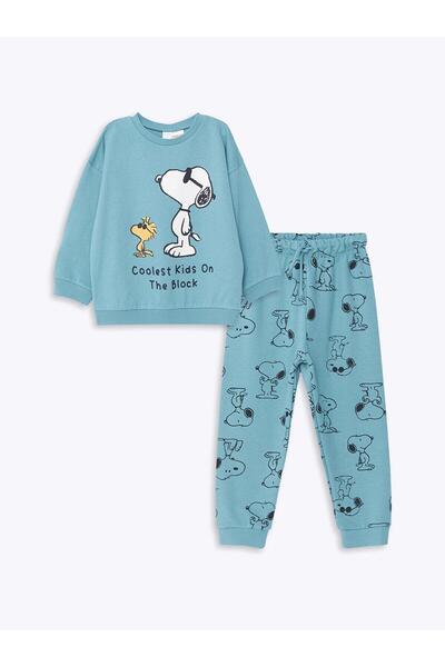 LC Waikiki LCW Kids Bisiklet Yaka Snoopy Baskılı Erkek Çocuk Sweatshirt ve Eş...