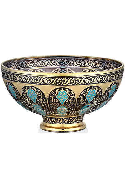 Decorium Hürrem 24 Ayar Altın Yaldızlı 23,5 Cm Dekoratif Çok Renkli Cam Kase ...