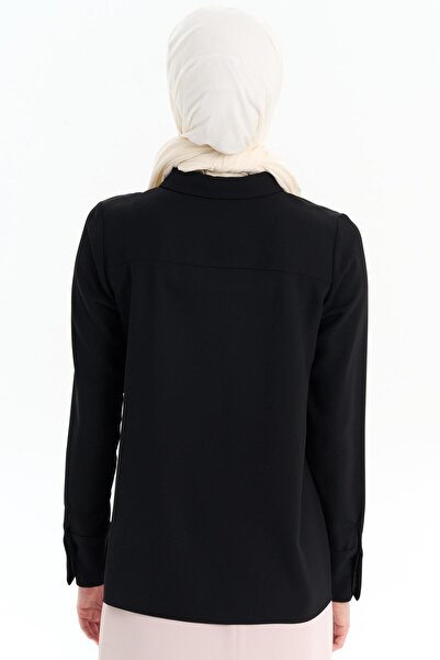 Tuğba Gizli Patlı Basic Gömlek - Siyah