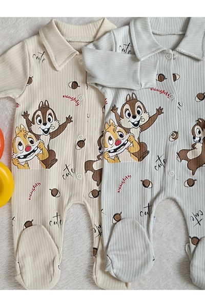 MİNİCEY BABY Baby Boy Hat Long Sleeve 2 Pieces Baby Jumpsuit 100% Cotton