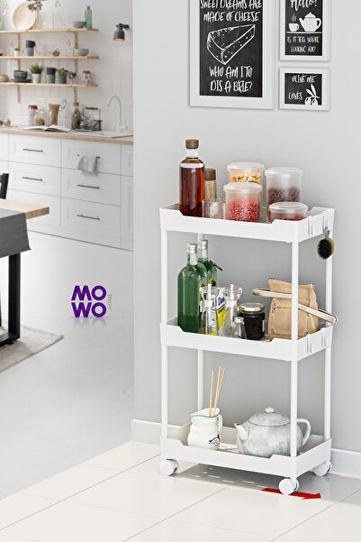 Mowo Home Mowo 3 Katlı Tekerlekli Mutfak Rafı, Banyo Rafı, Kitaplık, Düzenley...