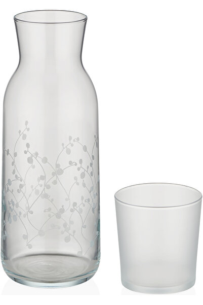 Decorium Sakura 1200 ml 2 Parça Bardaklı Başucu Cam Sürahi 9-01050078