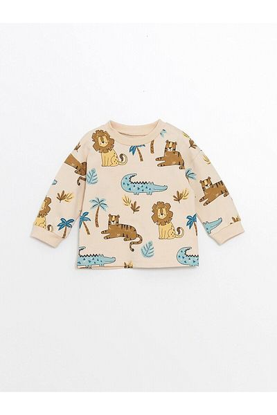 LC Waikiki Lcw Baby Printed Long Sleeve T-Shirt and Sweatpants Set for Baby Boy - Set of 2