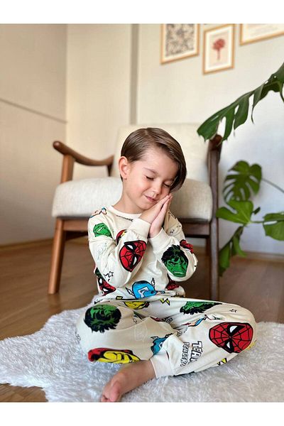 CANDA Boy's Super Heroes Printed Pajamas Set