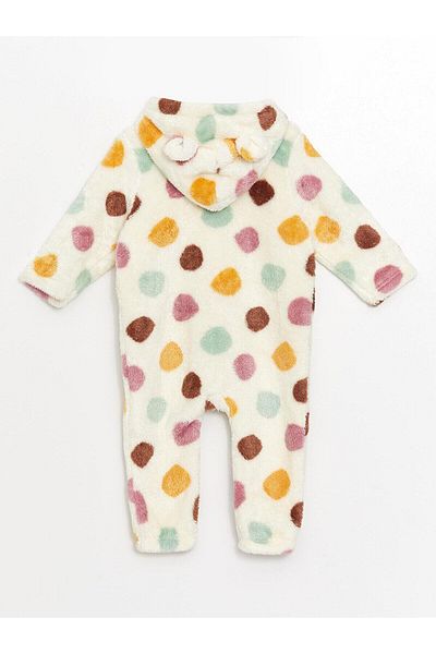 LC Waikiki Lcw Baby Printed Hooded Plush Baby Girl Romper