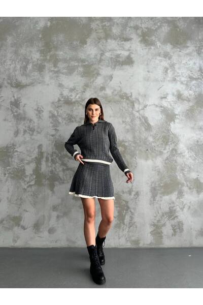 ZF BUTİK Mini Skirt Polo Neck Kit Suit