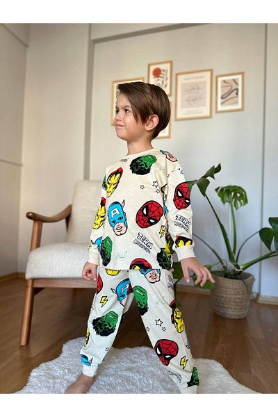 CANDA Boy's Super Heroes Printed Pajamas Set
