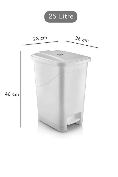 Carat Home Slim Pedallı Banyo Mutfak Çöp Kovası(İÇ KOVASIZ) - 25 Litre - Beyaz