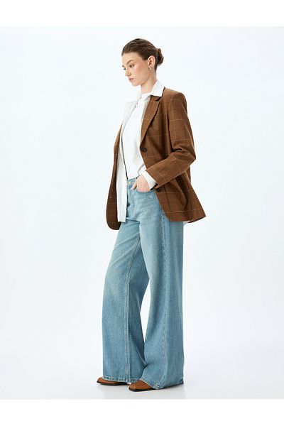Koton Wide Leg Regular Waist Button Pocket Jeans - Wide Leg Jeans