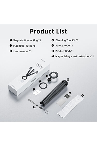 Choice حامل ثلاثي القوائم مغناطيسي سريع الفك من تيليسين، أسود اللون، على شكل أخطبوط، مناسب لهواتف آيفون 15 و14 و13 و12