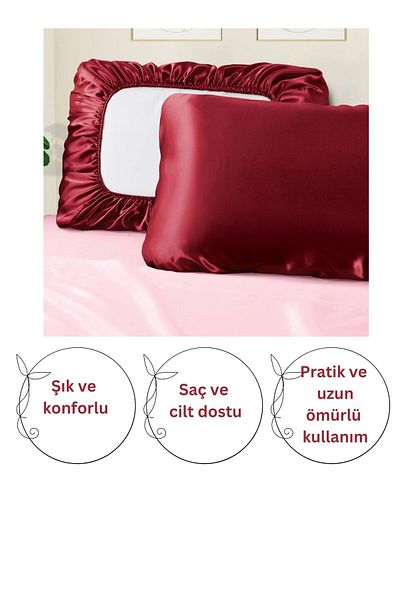 PratikDikisco Claret Red Satin Pillow Case 50X70 cm 1 Piece
