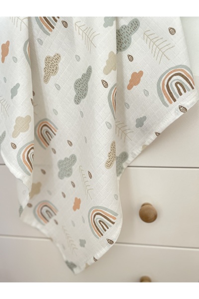 MASALBABY Rainbow Patterned Muslin Blanket 80x90 cm / Newborn Baby Muslin Clo...
